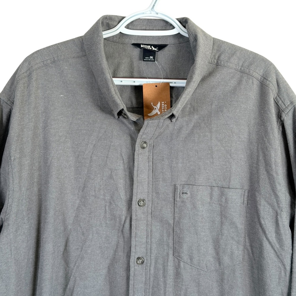 Eddie Bauer Long Sleeve Field Flannel Men 2XL‎ Gray Button Up Shirt read